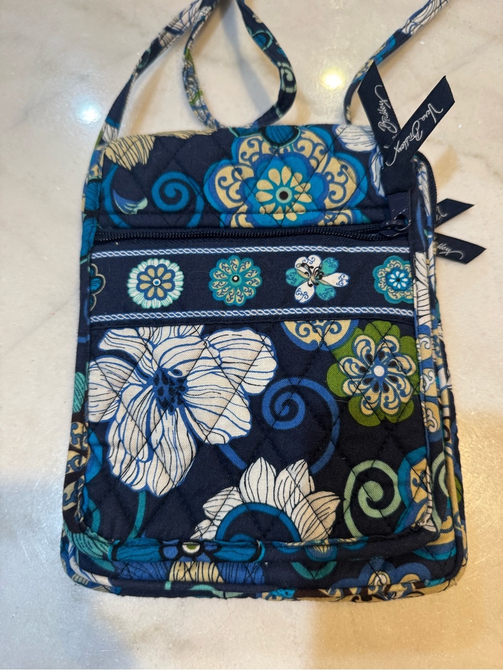Vera Bradley Retired 2005 Mini Hipster Crossbody Bag “Mod Floral Blue”